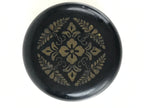 Japanese Buddhist Altar Fitting Incense Container Round Kogo Black Flower BU971