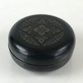 Japanese Buddhist Altar Fitting Incense Container Round Kogo Black Flower BU971