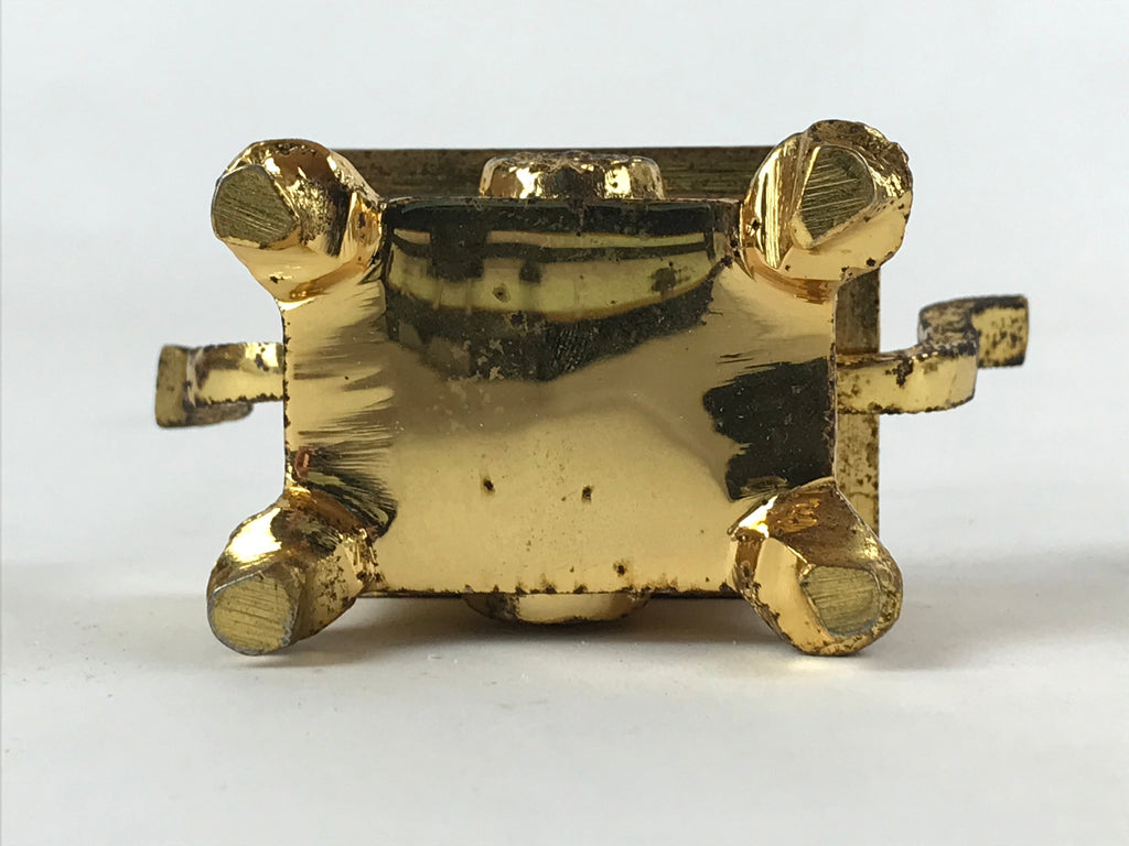 Japanese Buddhist Altar Fitting Iron Incense Burner Koro Vtg Gold Shisa BA92