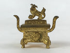Japanese Buddhist Altar Fitting Iron Incense Burner Koro Vtg Gold Shisa BA92