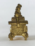 Japanese Buddhist Altar Fitting Iron Incense Burner Koro Vtg Gold Shisa BA92