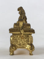 Japanese Buddhist Altar Fitting Iron Incense Burner Koro Vtg Gold Shisa BA92