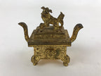 Japanese Buddhist Altar Fitting Iron Incense Burner Koro Vtg Gold Shisa BA92