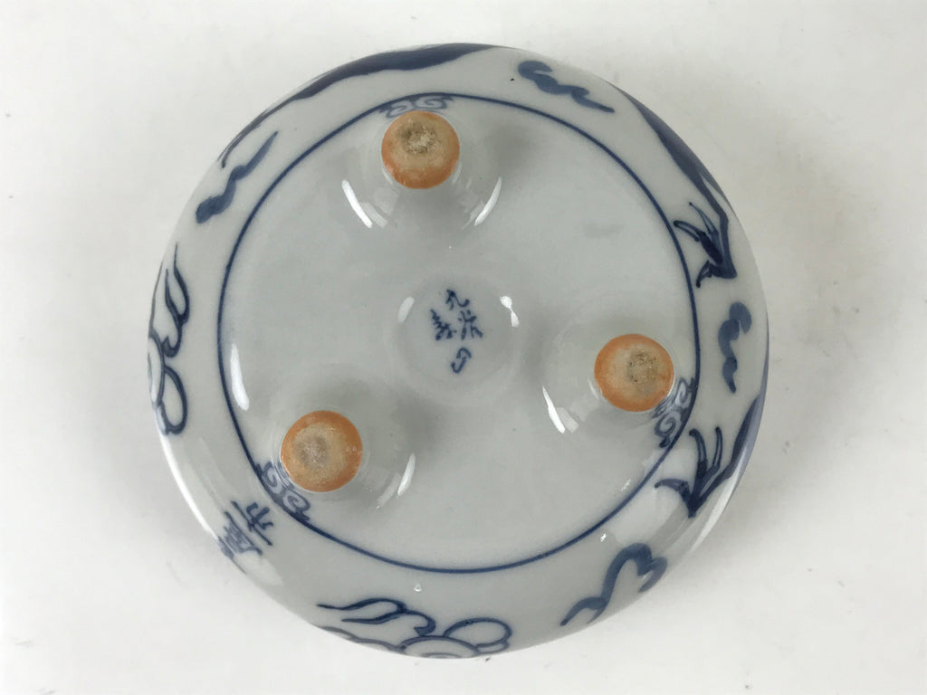 Japanese Buddhist Altar Fitting Kutani Porcelain Incense Burner Koro Blue BA531