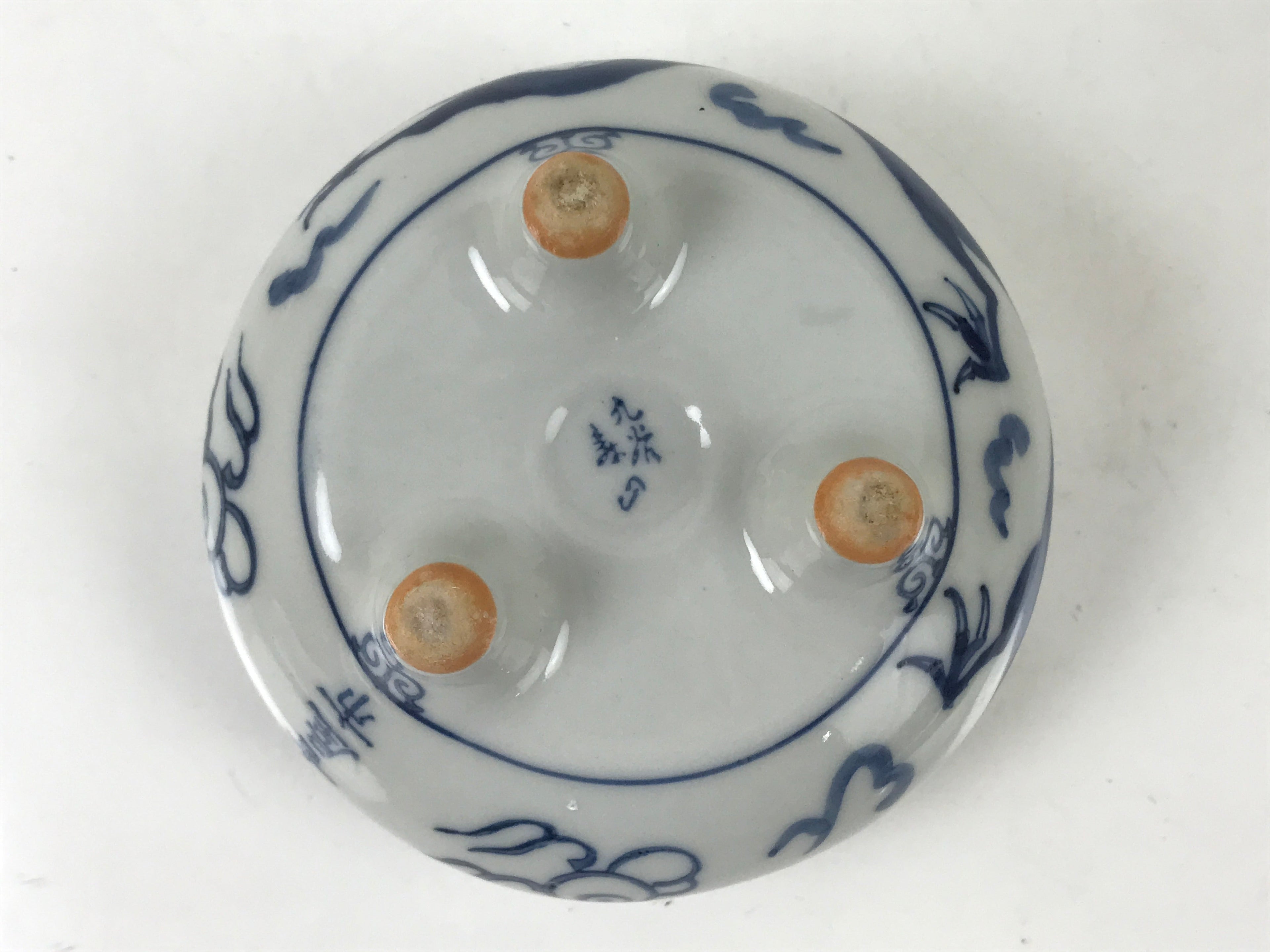 Japanese Buddhist Altar Fitting Kutani Porcelain Incense Burner Koro Blue BA531