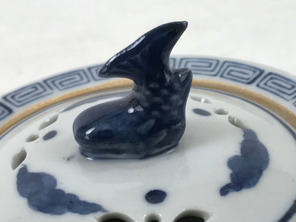 Japanese Buddhist Altar Fitting Kutani Porcelain Incense Burner Koro Blue BA531