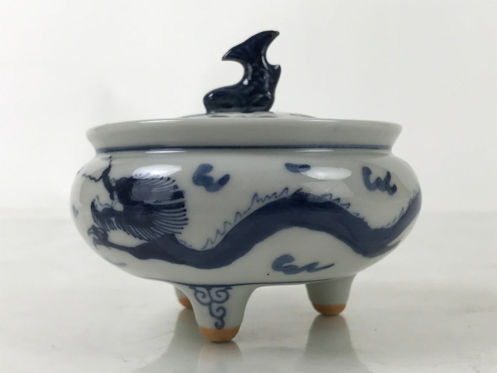 Japanese Buddhist Altar Fitting Kutani Porcelain Incense Burner Koro Blue BA531