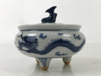 Japanese Buddhist Altar Fitting Kutani Porcelain Incense Burner Koro Blue BA531