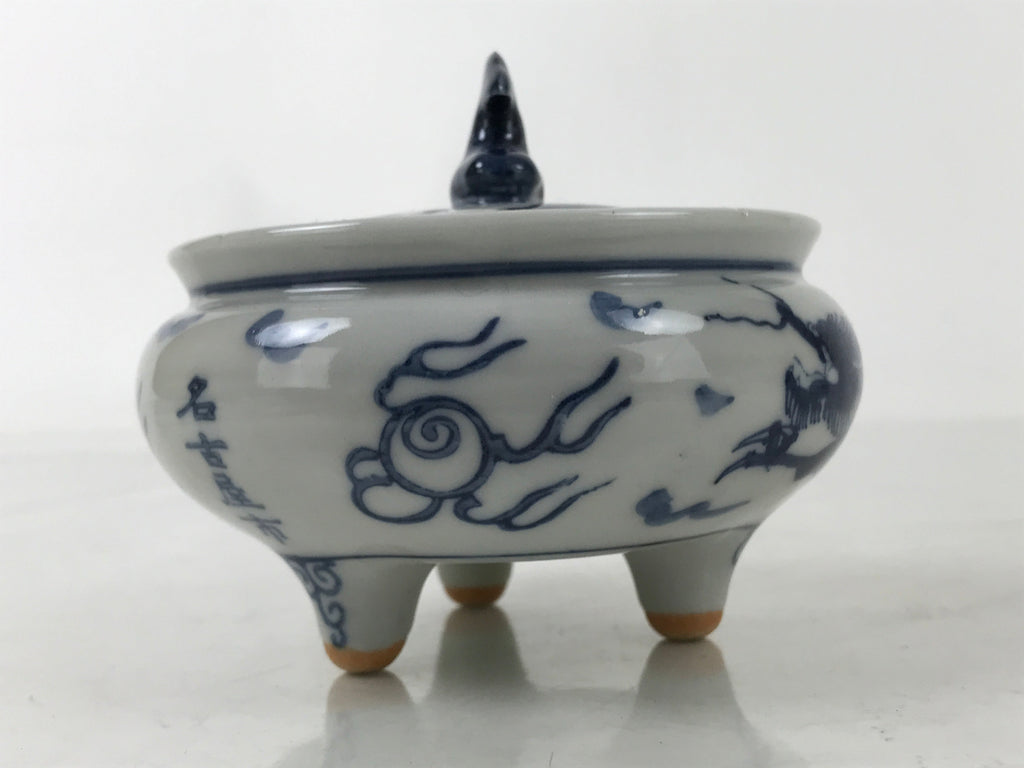 Japanese Buddhist Altar Fitting Kutani Porcelain Incense Burner Koro Blue BA531