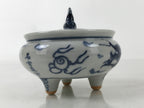 Japanese Buddhist Altar Fitting Kutani Porcelain Incense Burner Koro Blue BA531