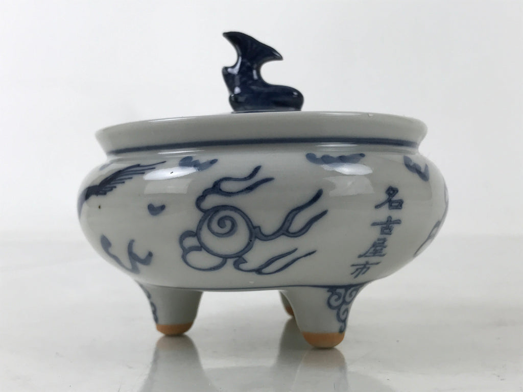 Japanese Buddhist Altar Fitting Kutani Porcelain Incense Burner Koro Blue BA531