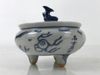 Japanese Buddhist Altar Fitting Kutani Porcelain Incense Burner Koro Blue BA531