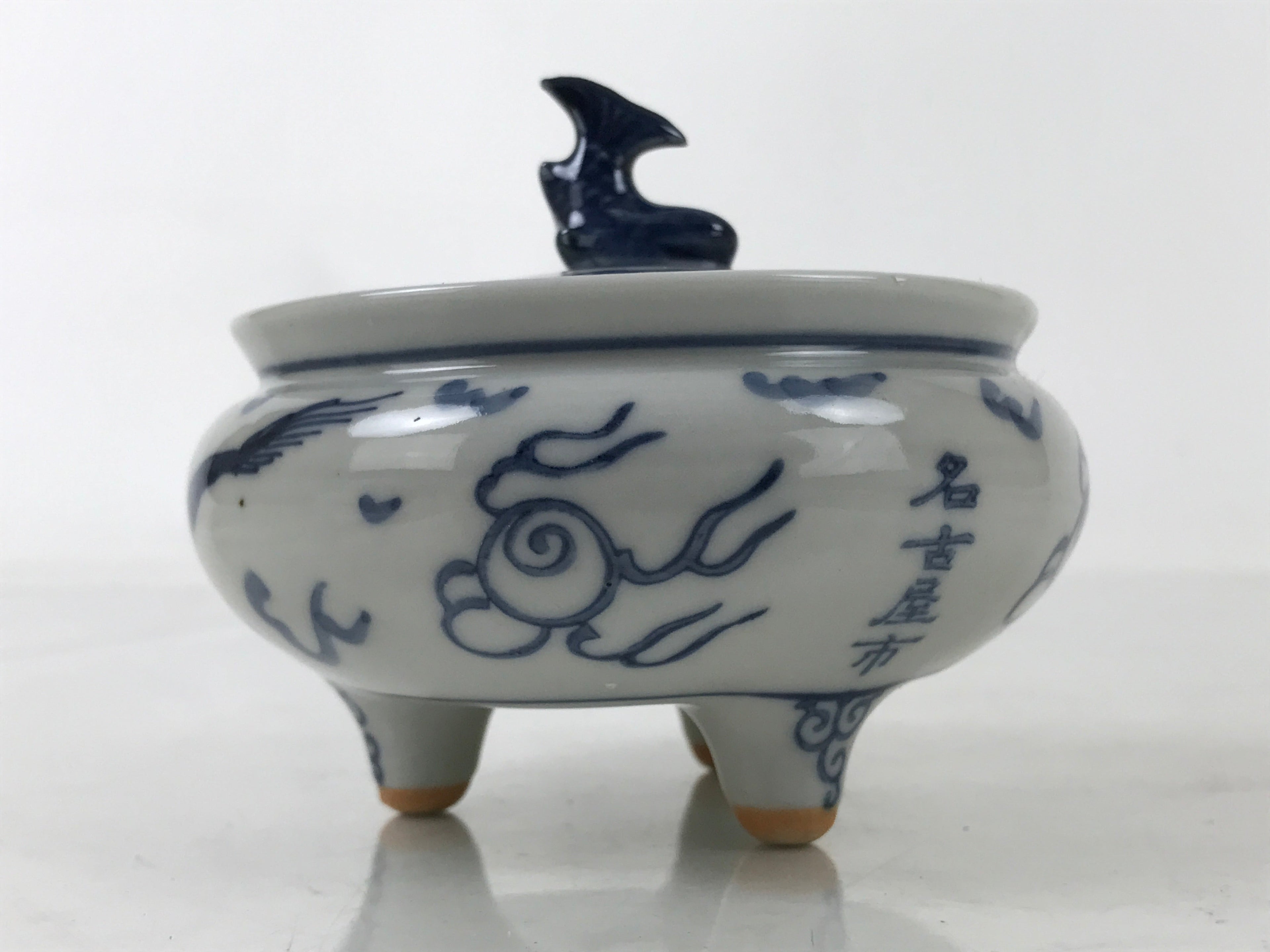 Japanese Buddhist Altar Fitting Kutani Porcelain Incense Burner Koro Blue BA531
