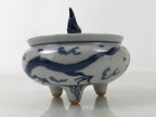 Japanese Buddhist Altar Fitting Kutani Porcelain Incense Burner Koro Blue BA531
