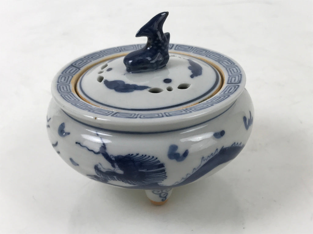 Japanese Buddhist Altar Fitting Kutani Porcelain Incense Burner Koro Blue BA531