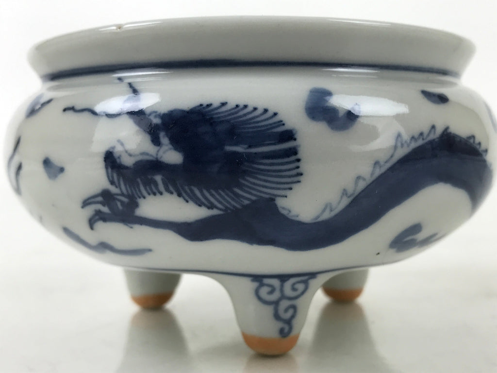 Japanese Buddhist Altar Fitting Kutani Porcelain Incense Burner Koro Blue BA531