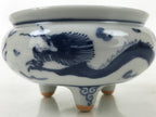 Japanese Buddhist Altar Fitting Kutani Porcelain Incense Burner Koro Blue BA531