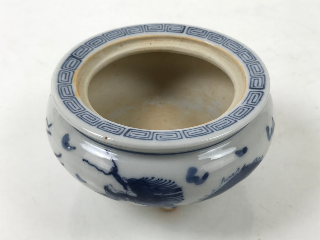 Japanese Buddhist Altar Fitting Kutani Porcelain Incense Burner Koro Blue BA531