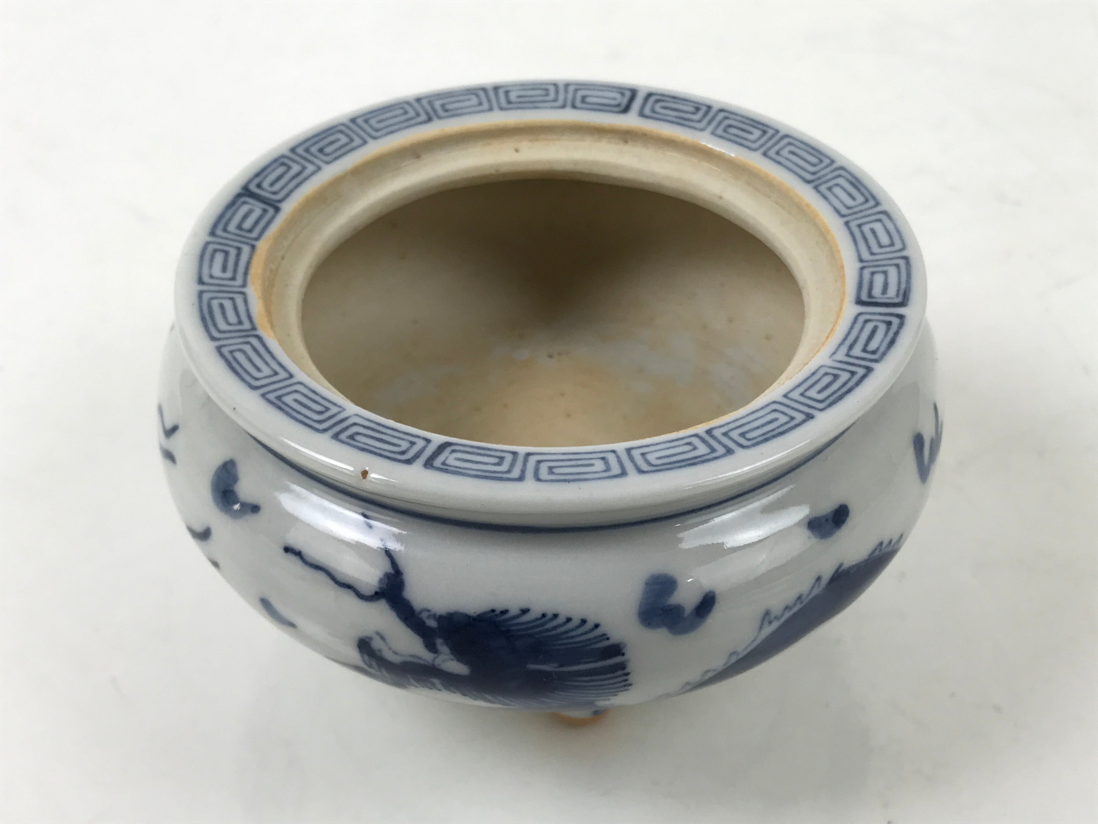 Japanese Buddhist Altar Fitting Kutani Porcelain Incense Burner Koro Blue BA531