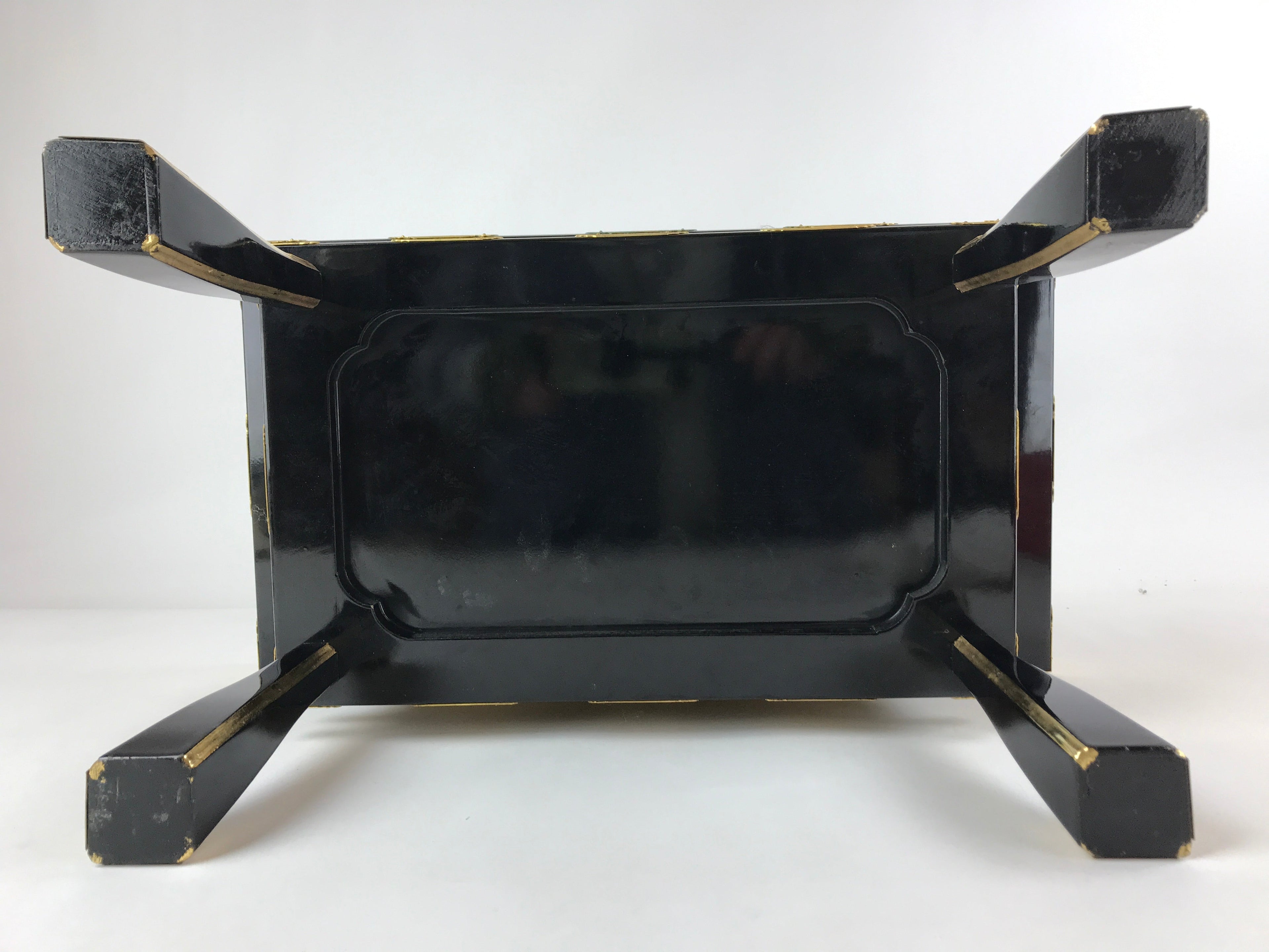 Japanese Buddhist Altar Fitting Lacquer Kyozukue Offering Table Black Gold BA220