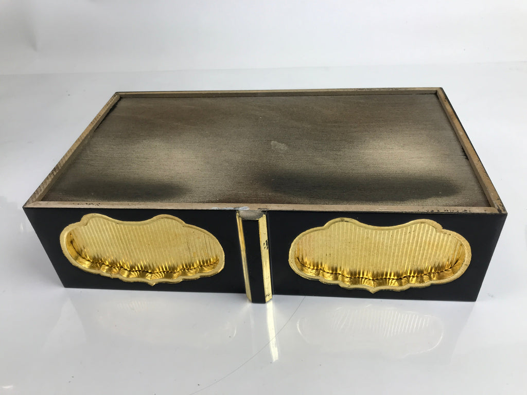 Japanese Buddhist Altar Fitting Lacquer Kyozukue Offering Table Black Gold BA371