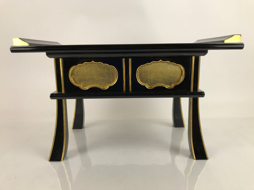 Japanese Buddhist Altar Fitting Lacquer Kyozukue Offering Table Black Gold BA371