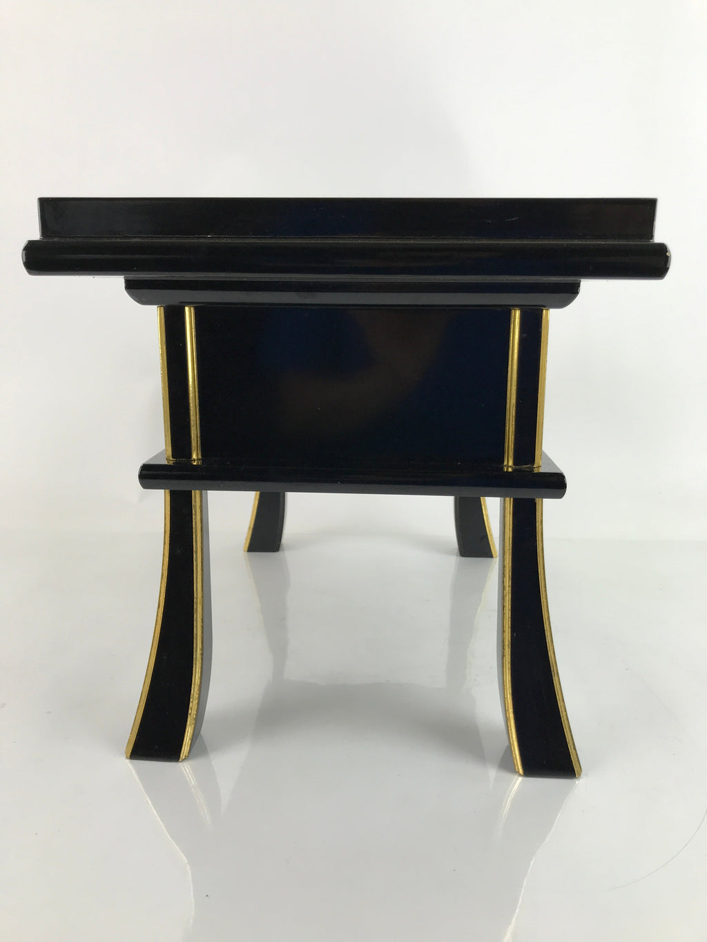 Japanese Buddhist Altar Fitting Lacquer Kyozukue Offering Table Black Gold BA371