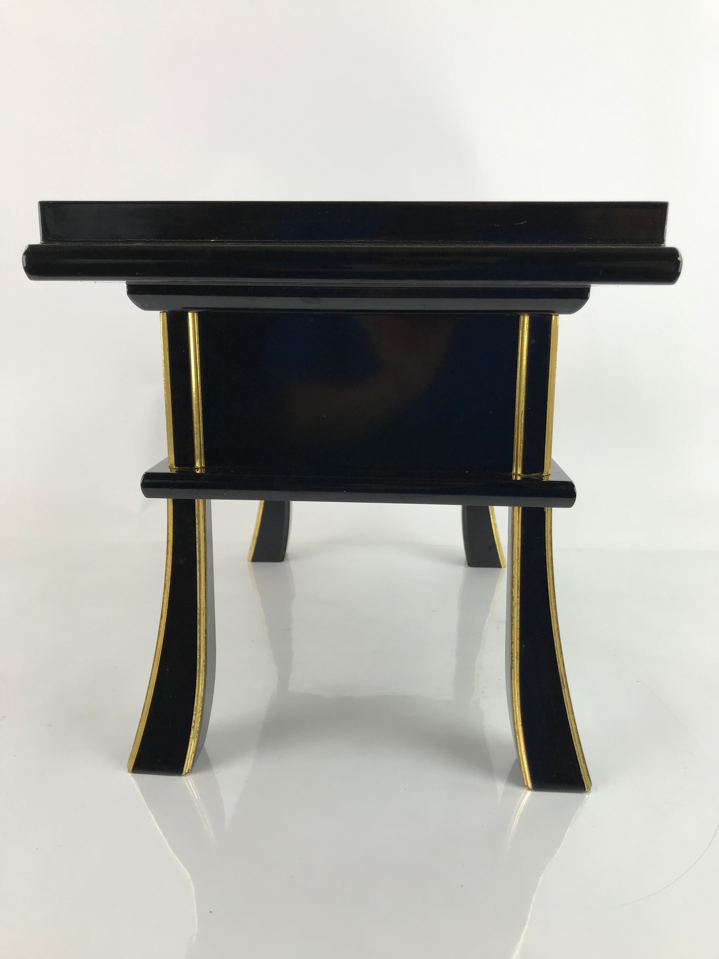 Japanese Buddhist Altar Fitting Lacquer Kyozukue Offering Table Black Gold BA371