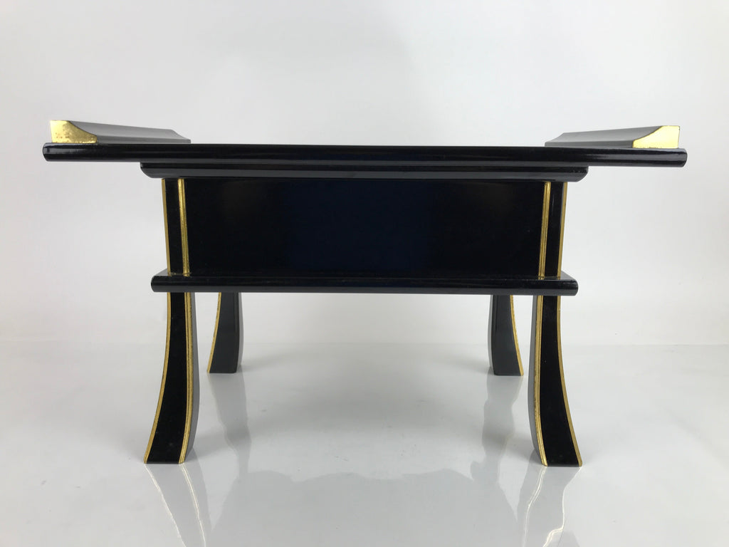 Japanese Buddhist Altar Fitting Lacquer Kyozukue Offering Table Black Gold BA371