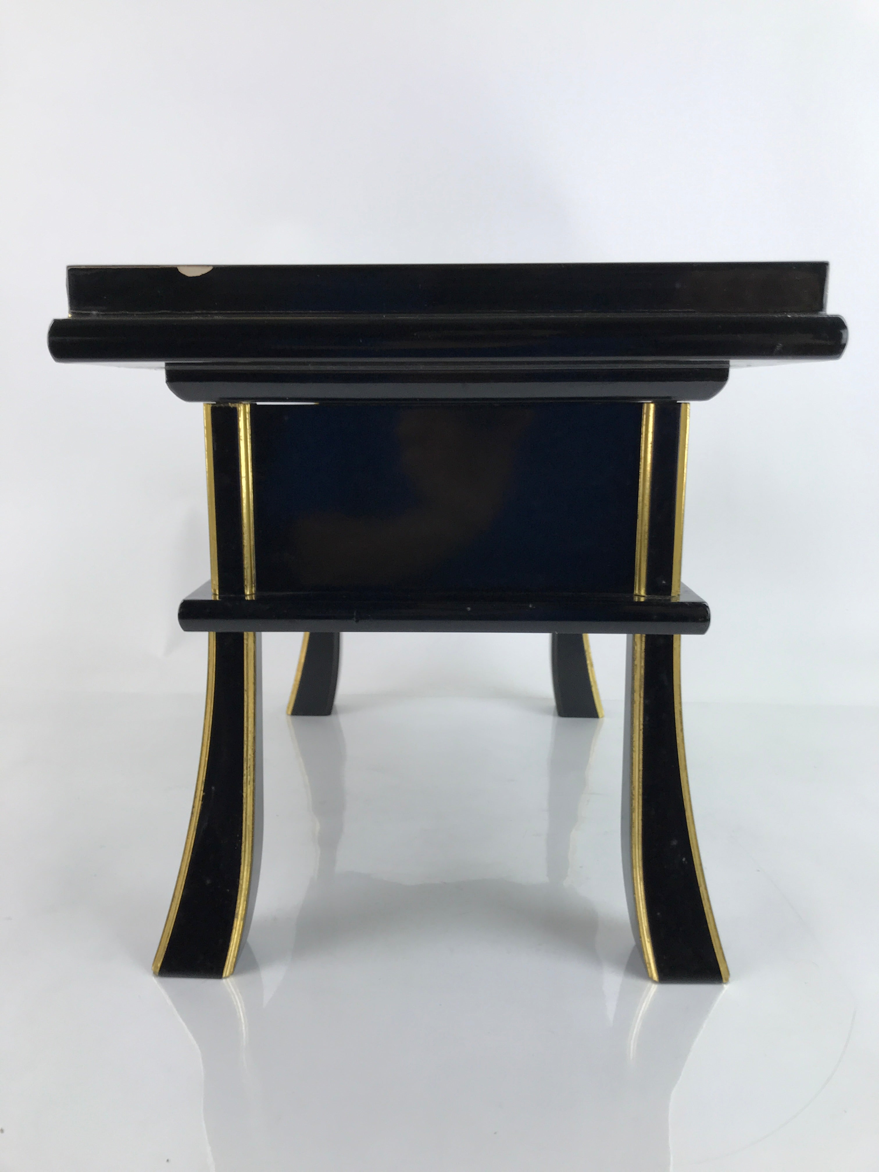 Japanese Buddhist Altar Fitting Lacquer Kyozukue Offering Table Black Gold BA371