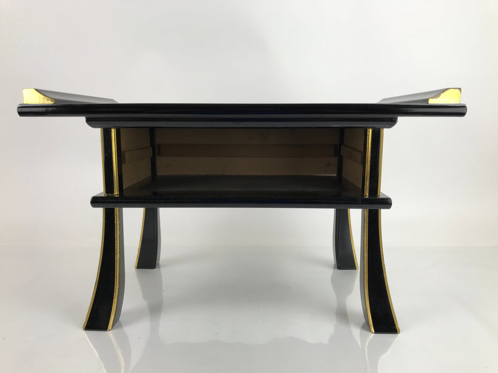 Japanese Buddhist Altar Fitting Lacquer Kyozukue Offering Table Black Gold BA371