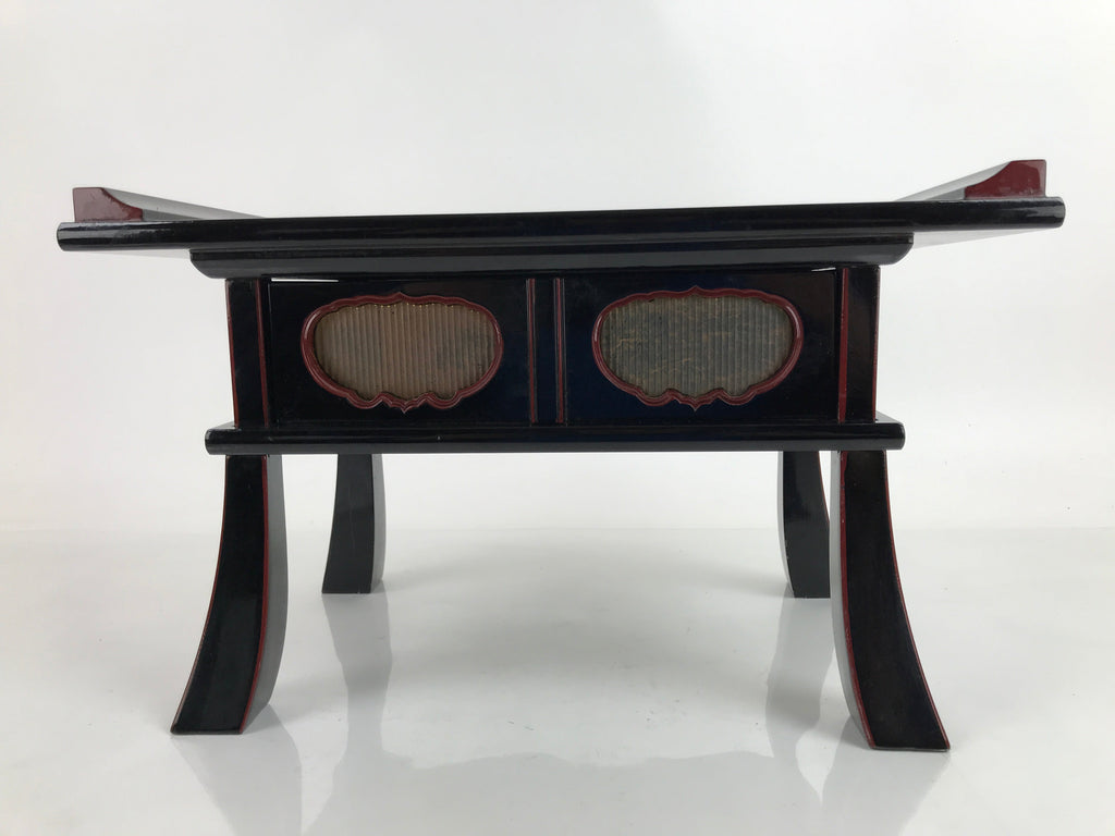 Japanese Buddhist Altar Fitting Lacquer Kyozukue Offering Table Black Gold BA372