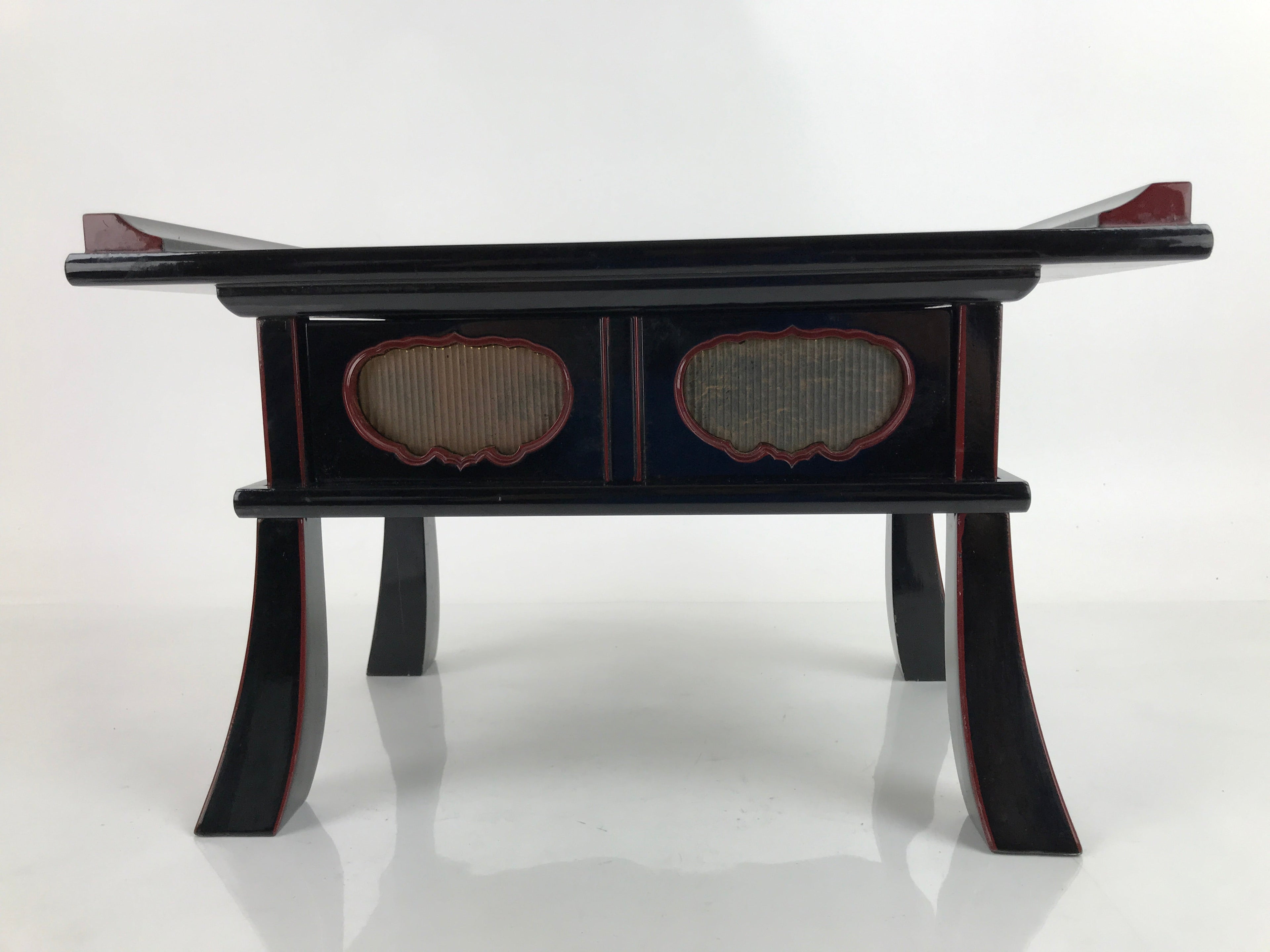 Japanese Buddhist Altar Fitting Lacquer Kyozukue Offering Table Black Gold BA372