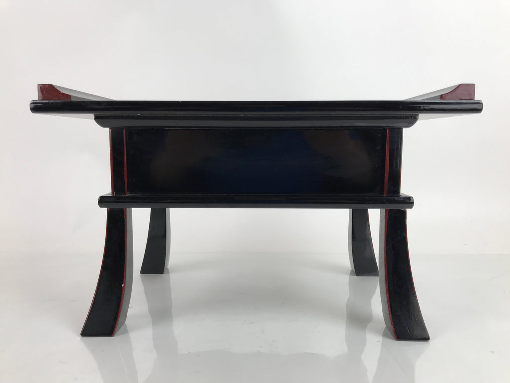 Japanese Buddhist Altar Fitting Lacquer Kyozukue Offering Table Black Gold BA372