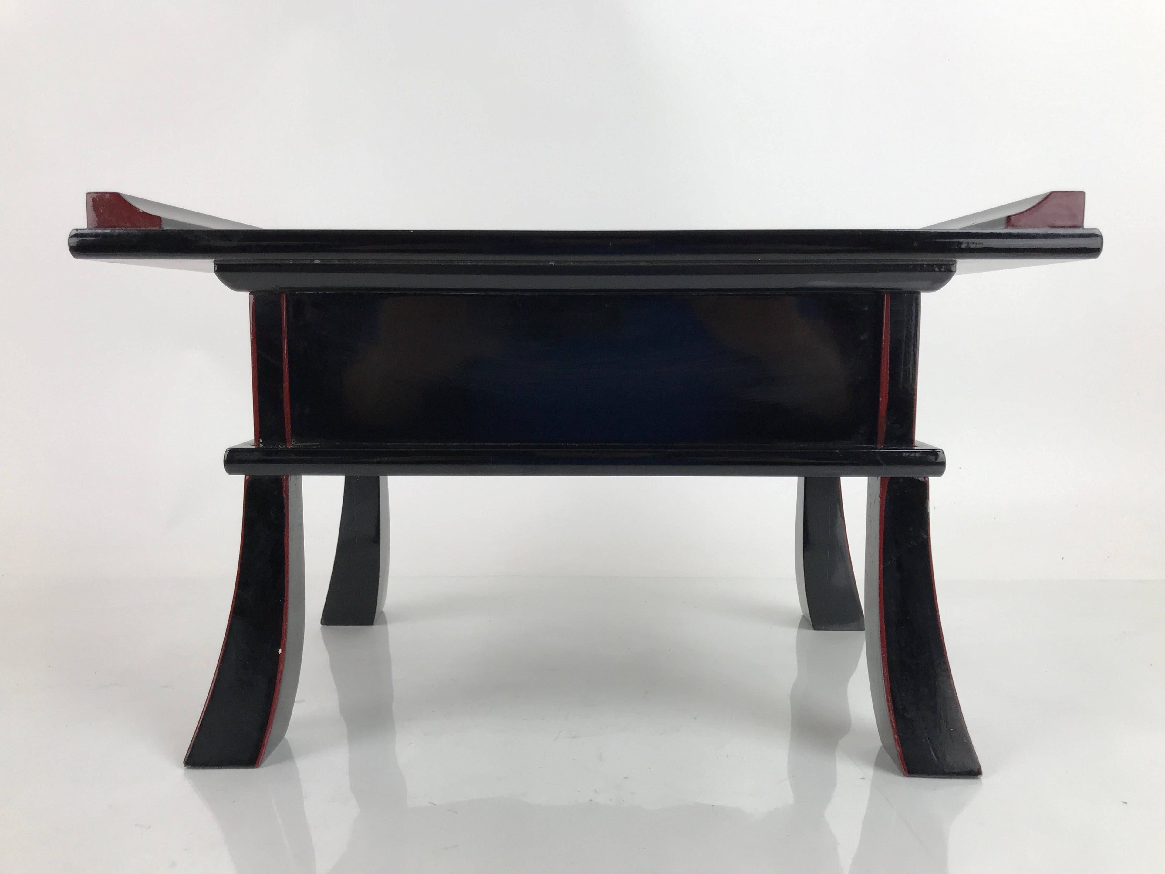 Japanese Buddhist Altar Fitting Lacquer Kyozukue Offering Table Black Gold BA372