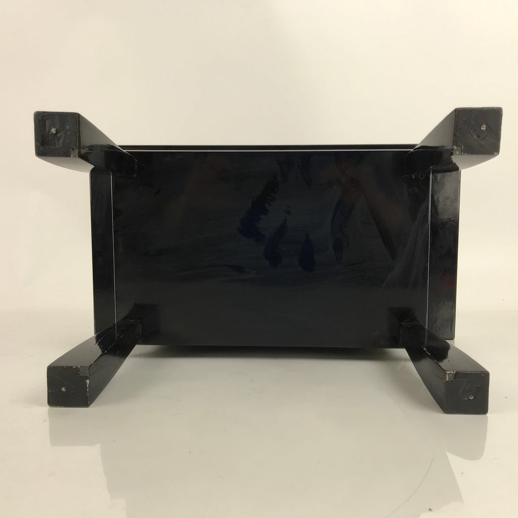 Japanese Buddhist Altar Fitting Lacquer Kyozukue Offering Table Black Gold BA372