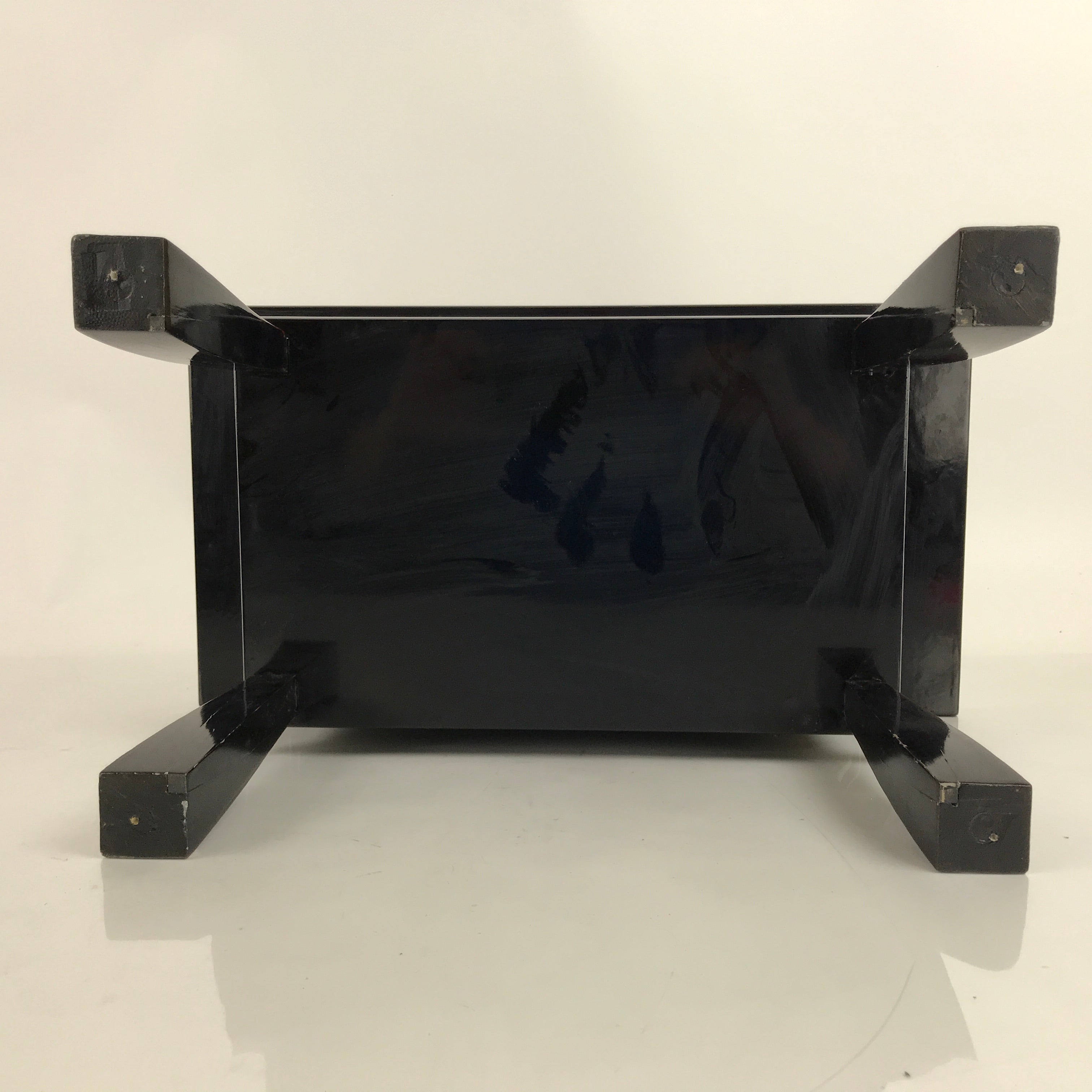 Japanese Buddhist Altar Fitting Lacquer Kyozukue Offering Table Black Gold BA372