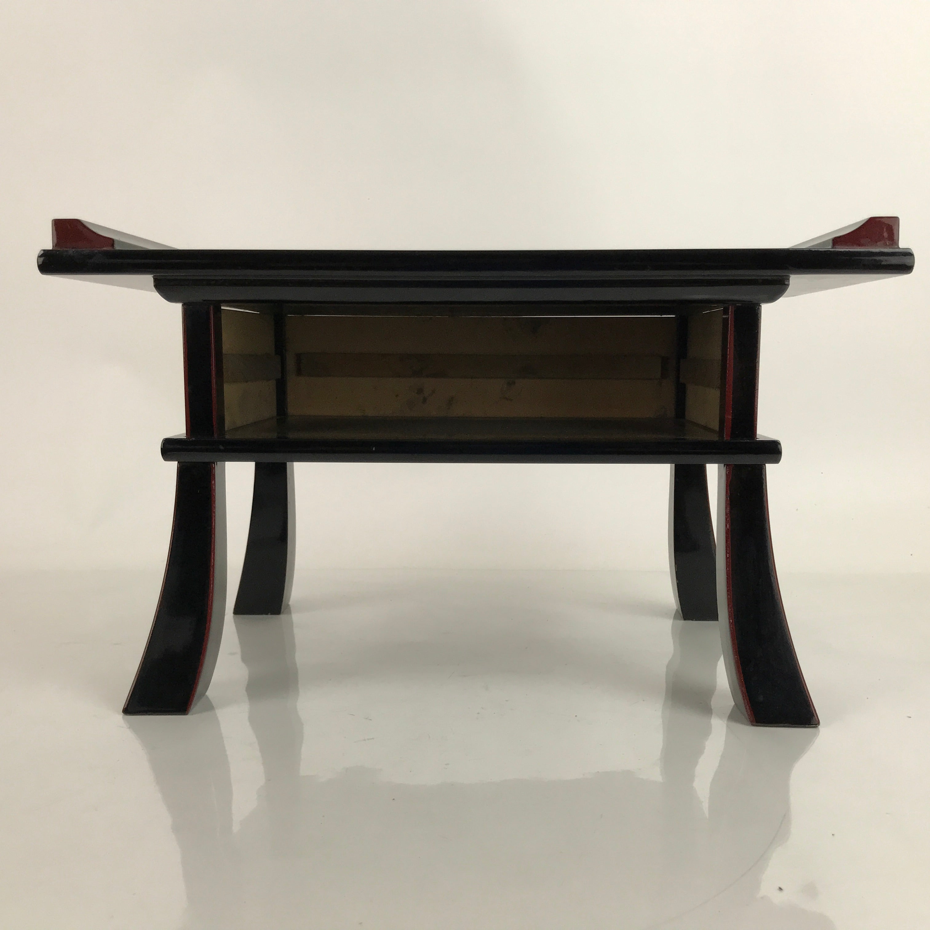 Japanese Buddhist Altar Fitting Lacquer Kyozukue Offering Table Black Gold BA372