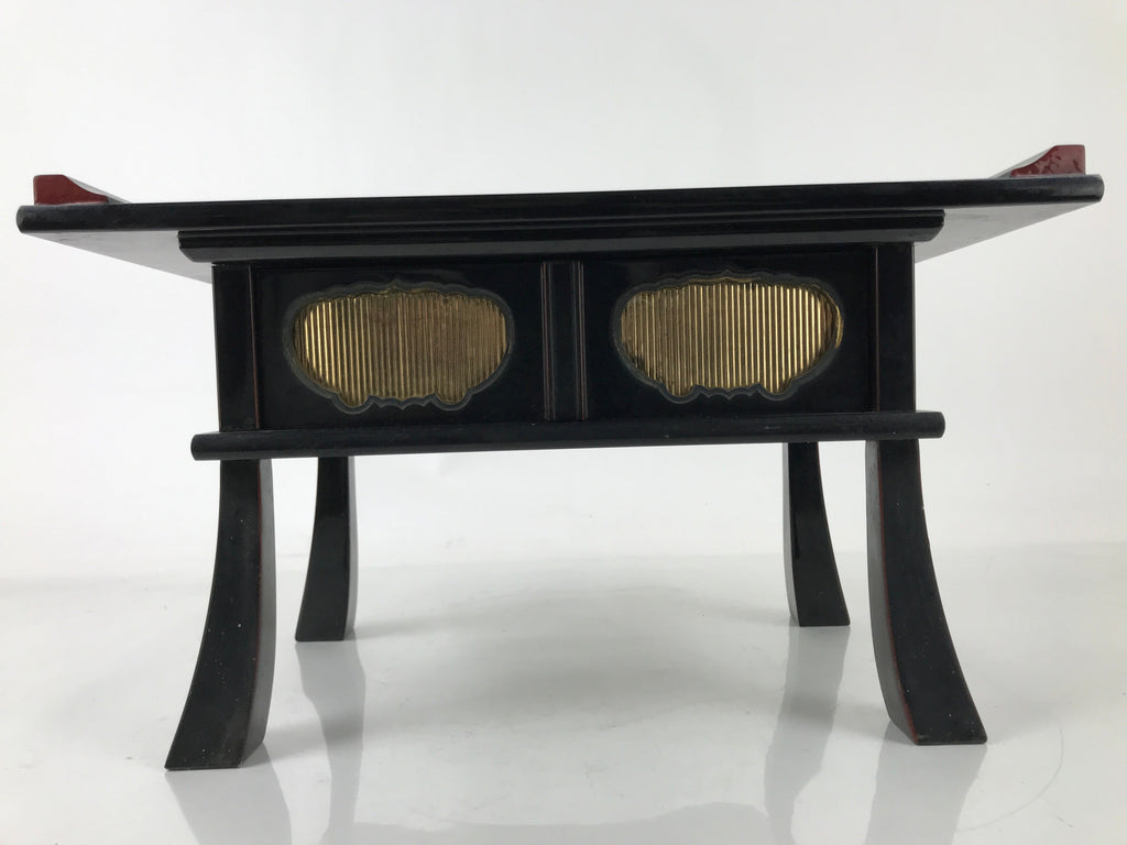 Japanese Buddhist Altar Fitting Lacquer Kyozukue Offering Table Black Gold BA498