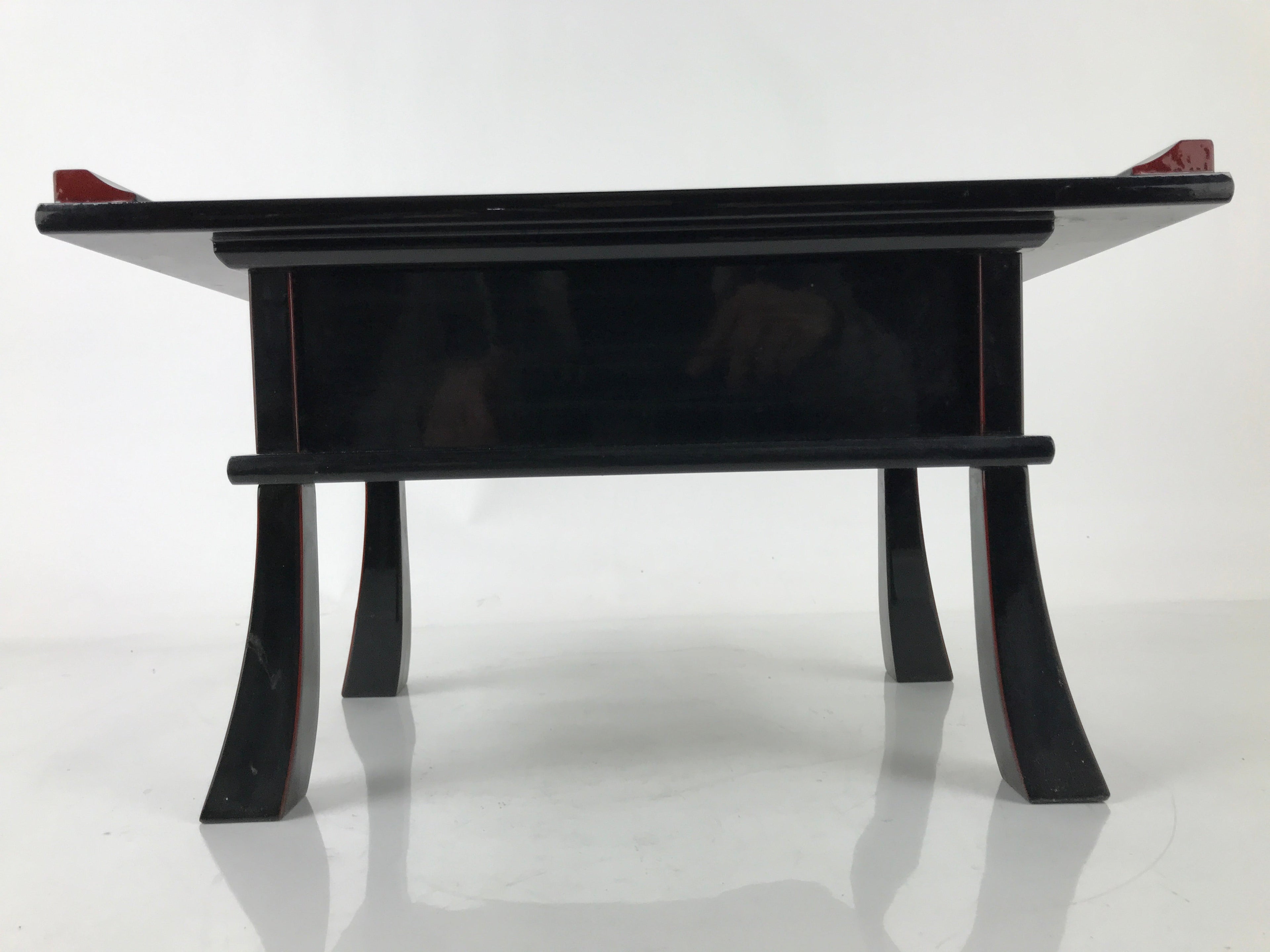 Japanese Buddhist Altar Fitting Lacquer Kyozukue Offering Table Black Gold BA498