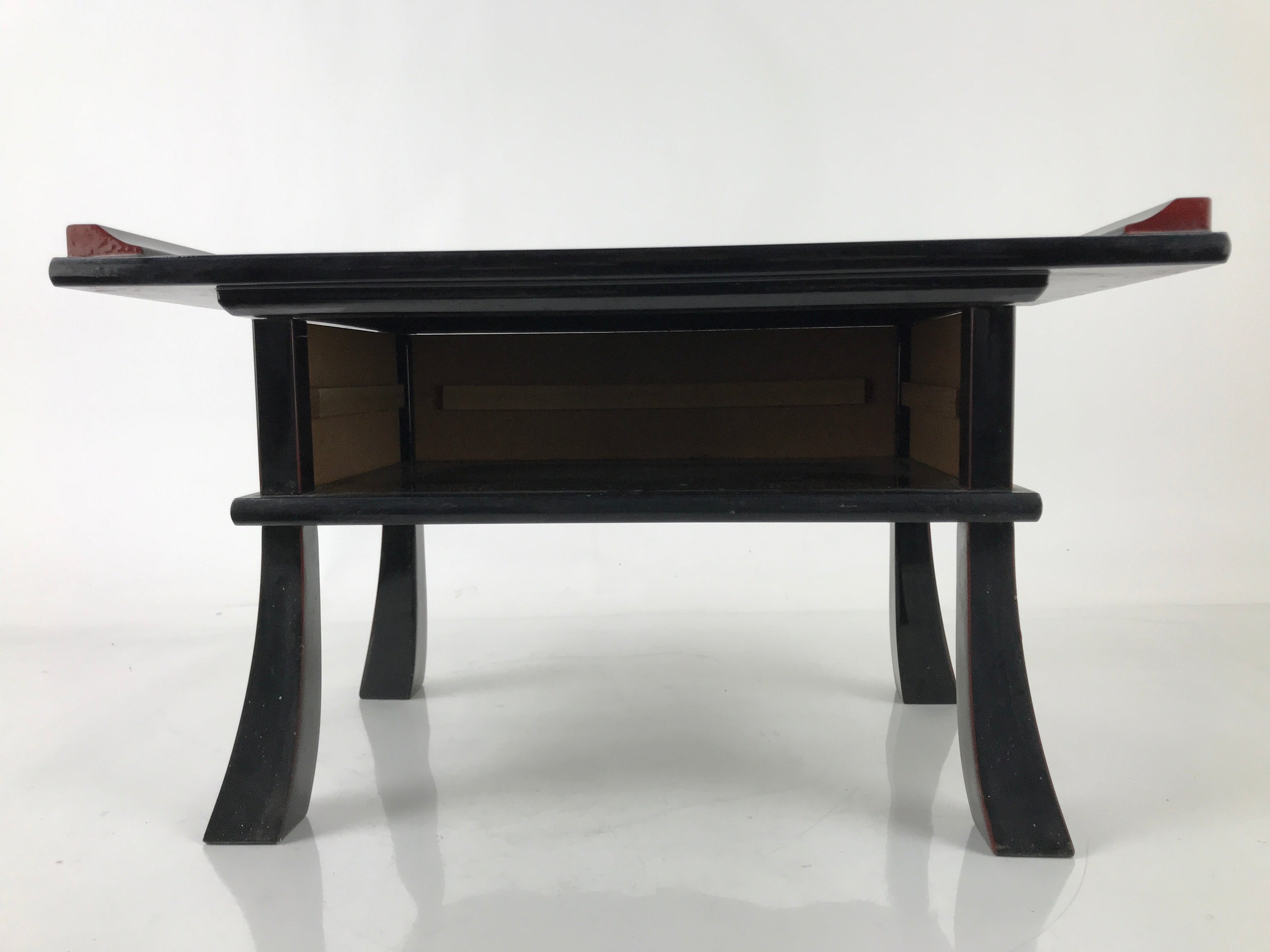 Japanese Buddhist Altar Fitting Lacquer Kyozukue Offering Table Black Gold BA498