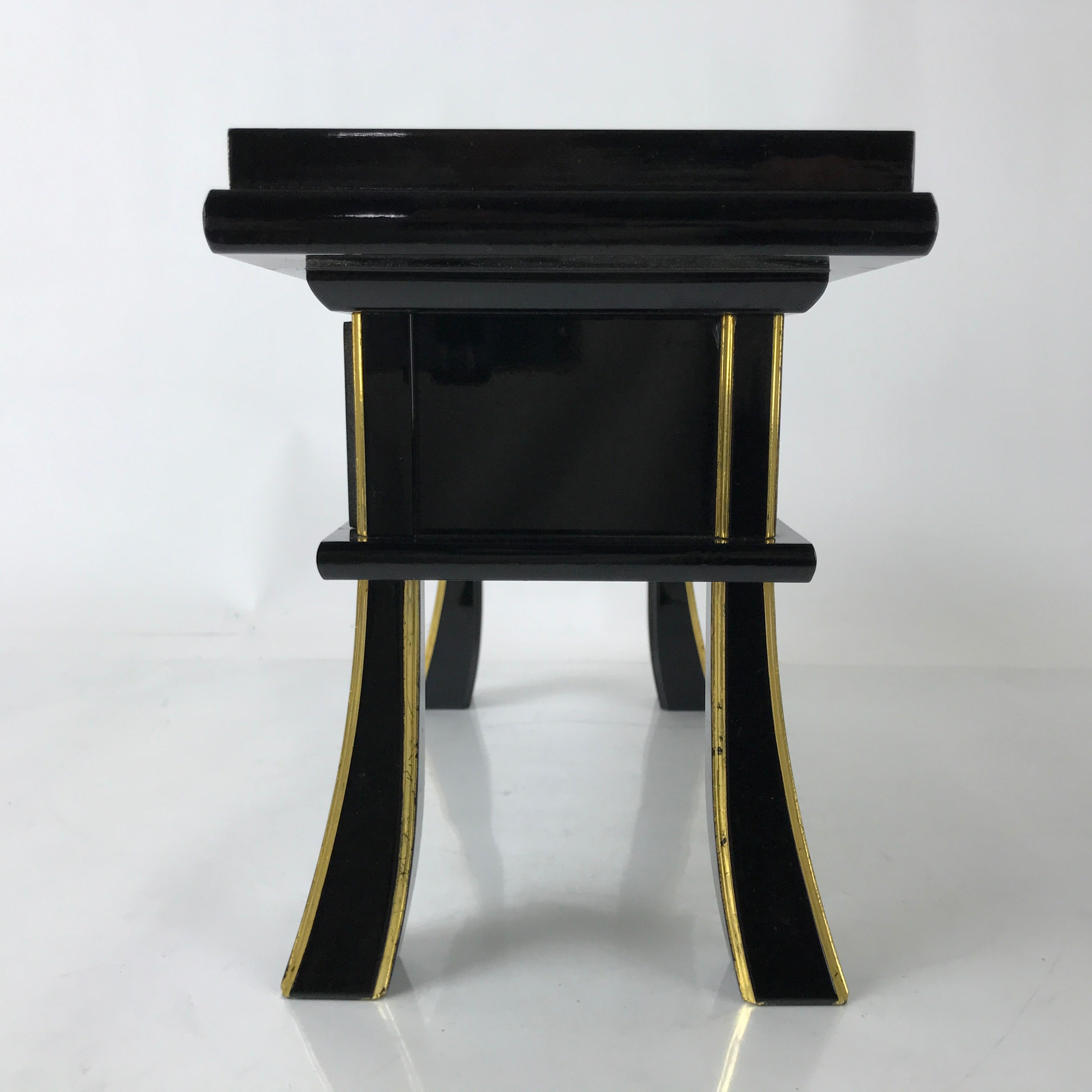 Japanese Buddhist Altar Fitting Lacquer Kyozukue Offering Table Black Gold BA577