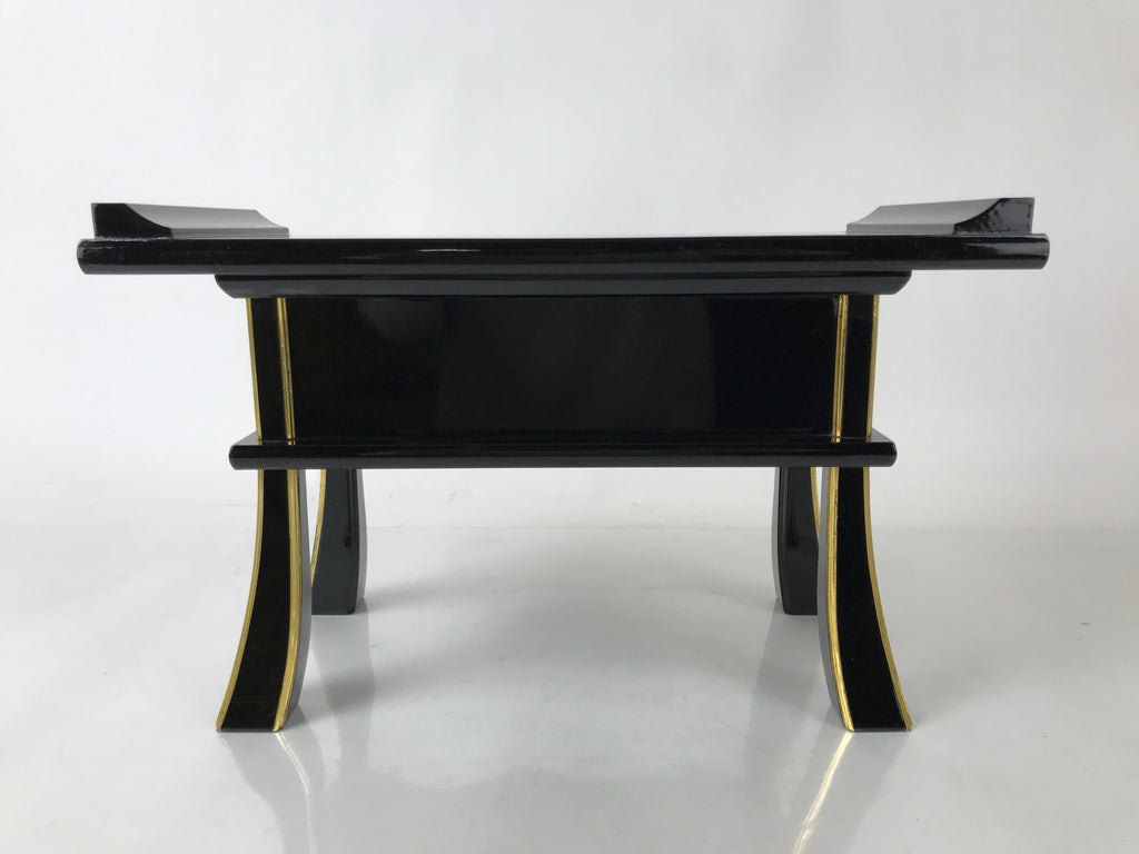 Japanese Buddhist Altar Fitting Lacquer Kyozukue Offering Table Black Gold BA577