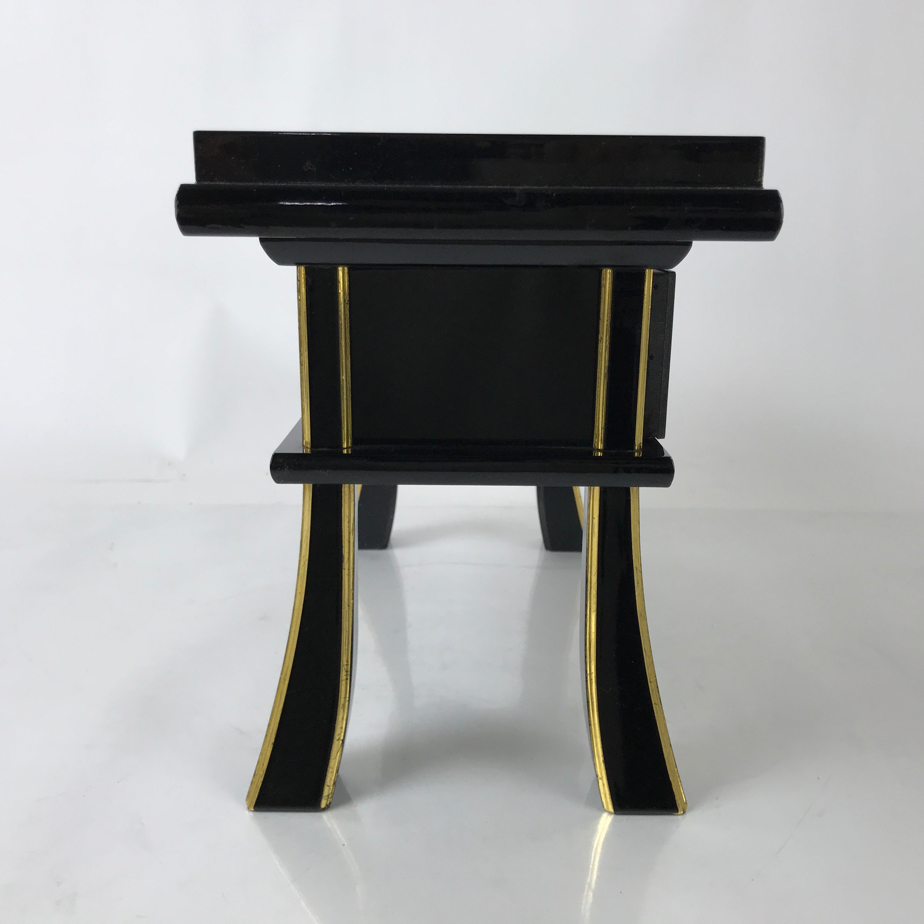 Japanese Buddhist Altar Fitting Lacquer Kyozukue Offering Table Black Gold BA577