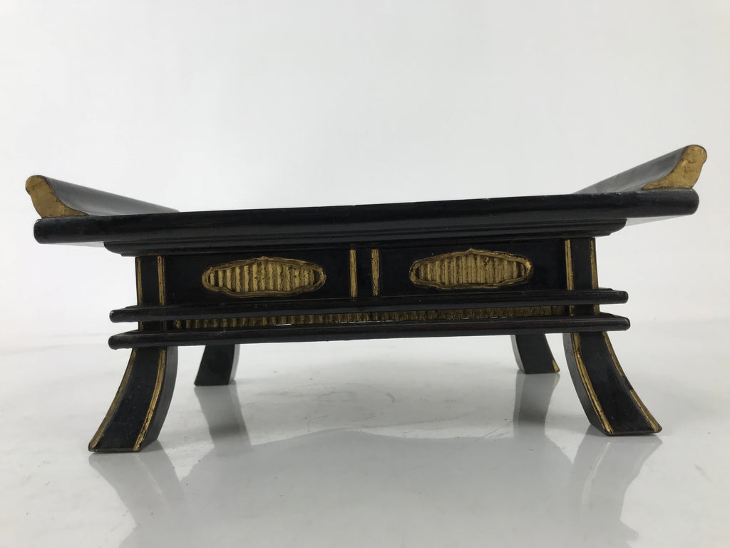Japanese Buddhist Altar Fitting Lacquer Kyozukue Offering Table Black Red BA497