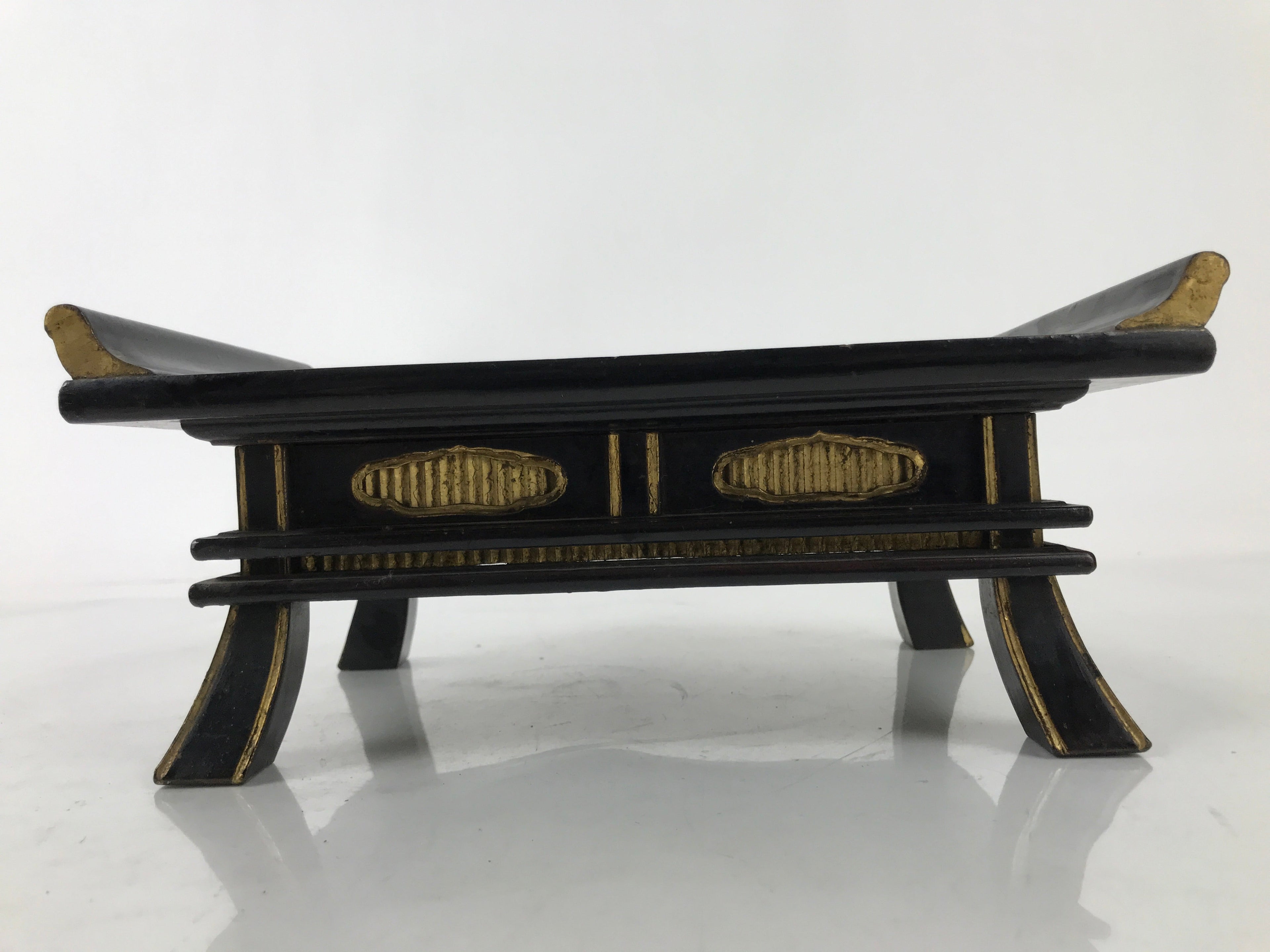 Japanese Buddhist Altar Fitting Lacquer Kyozukue Offering Table Black Red BA497
