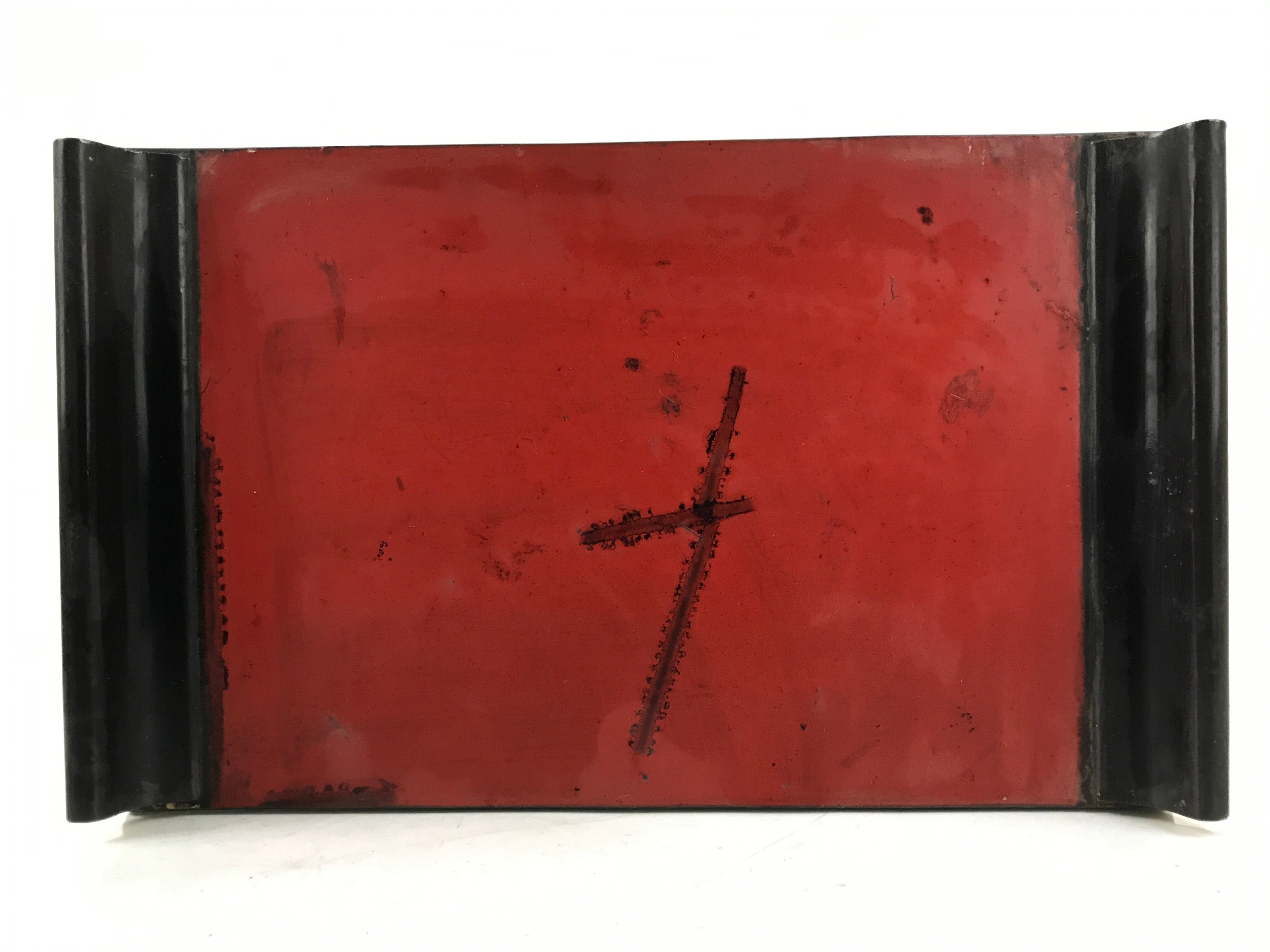 Japanese Buddhist Altar Fitting Lacquer Kyozukue Offering Table Black Red BA497