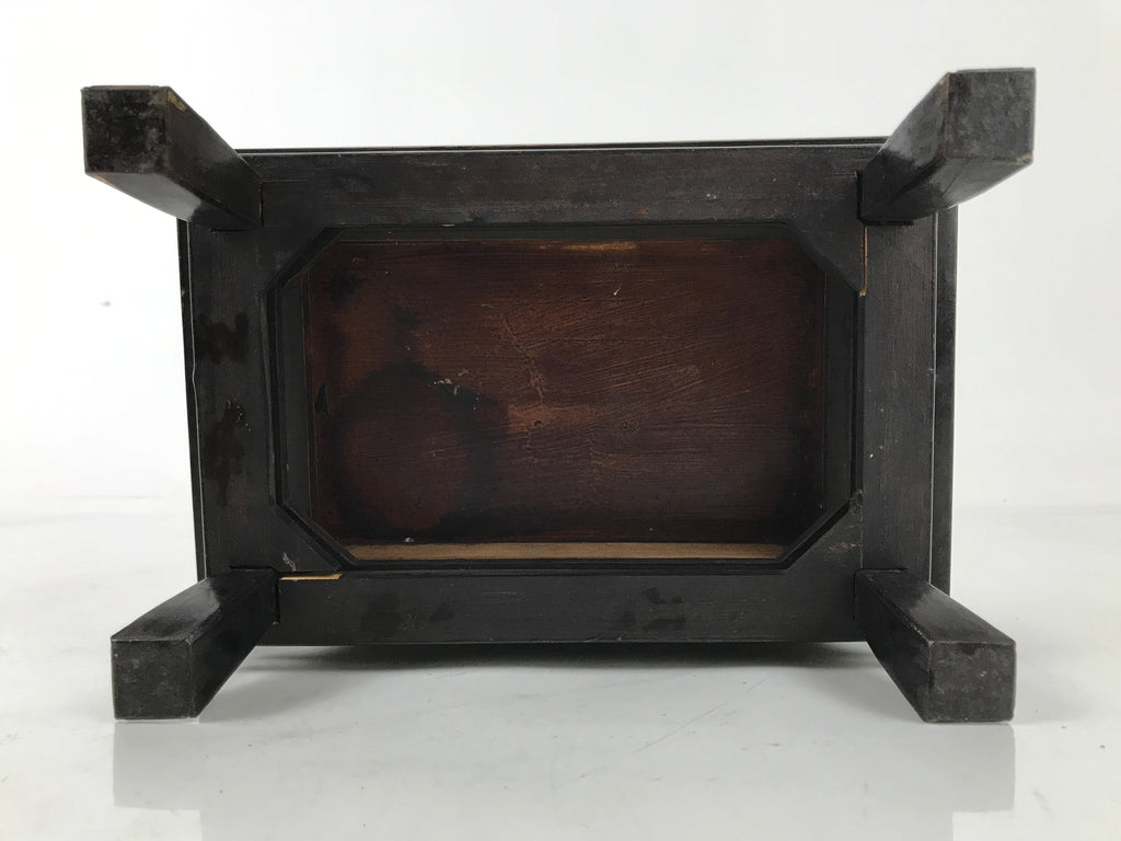 Japanese Buddhist Altar Fitting Lacquer Kyozukue Offering Table Black Red BA497
