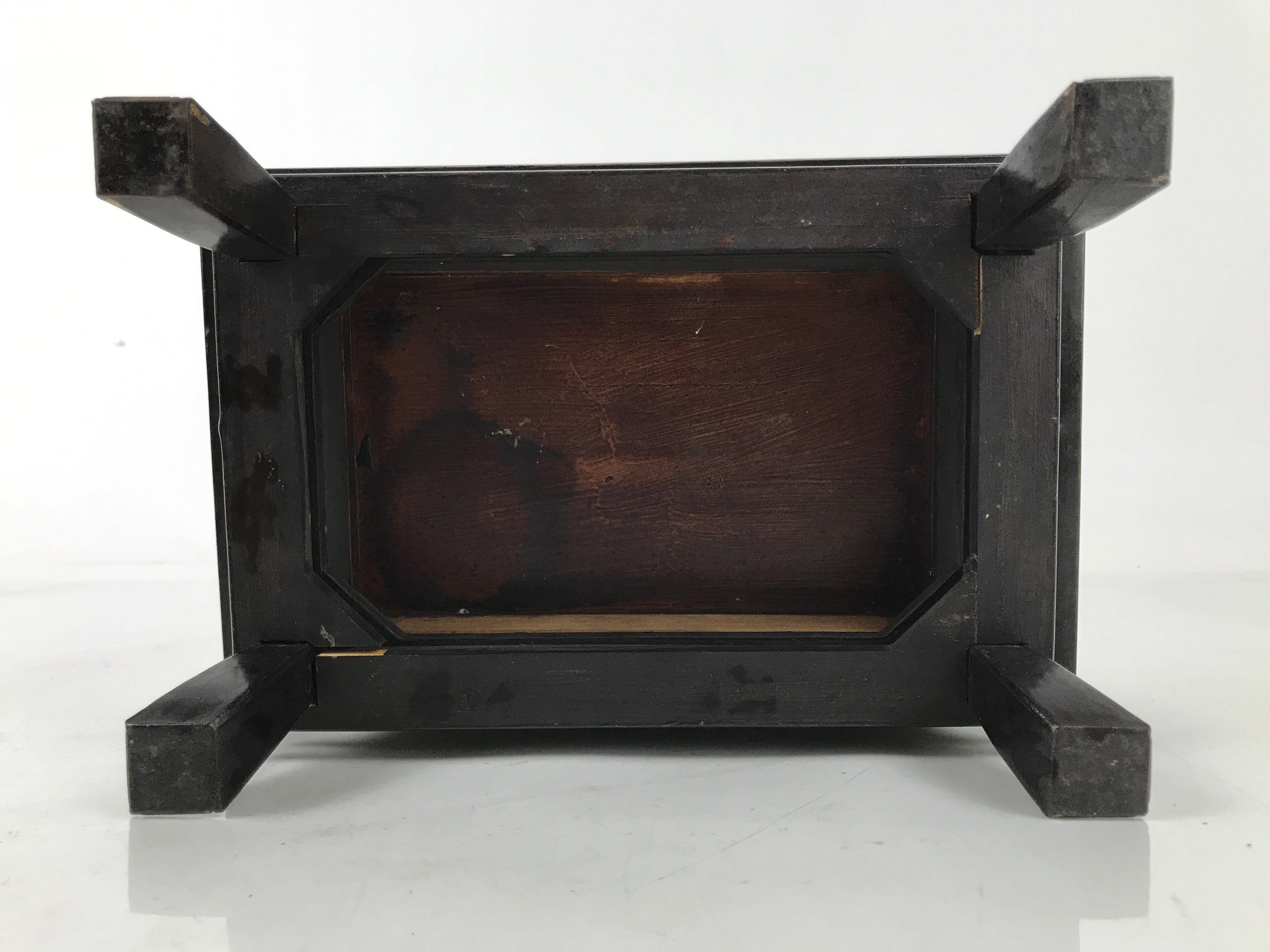 Japanese Buddhist Altar Fitting Lacquer Kyozukue Offering Table Black Red BA497