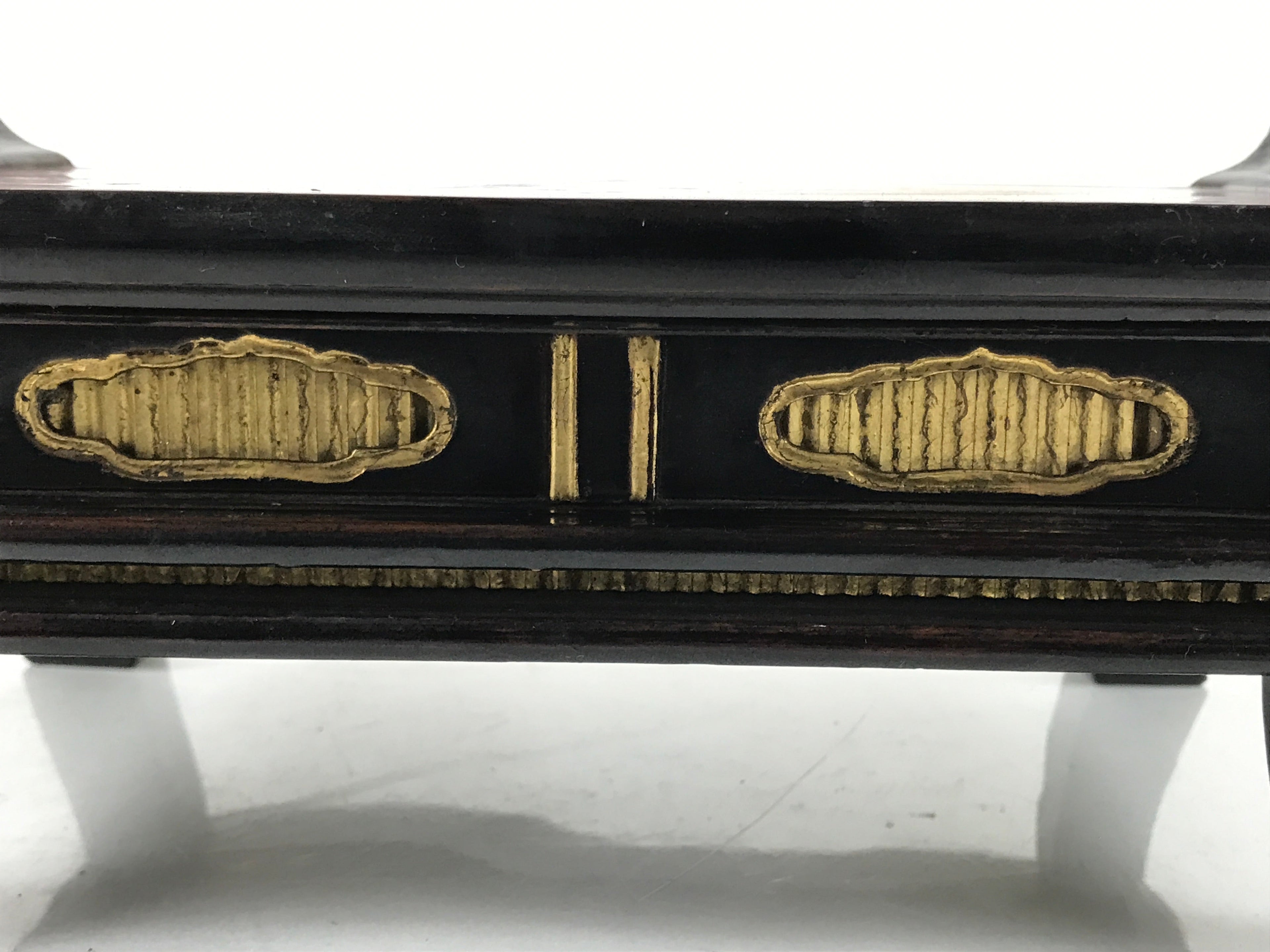 Japanese Buddhist Altar Fitting Lacquer Kyozukue Offering Table Black Red BA497